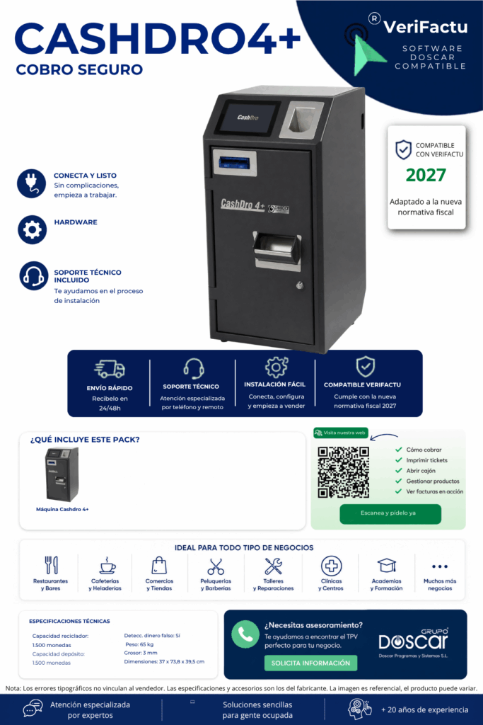 Vista previa de la ficha tecnica de CashDro 4+