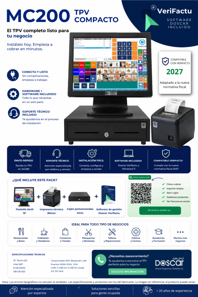Vista previa de la ficha tecnica de TPV MC200 — Solución Conecta y Listo