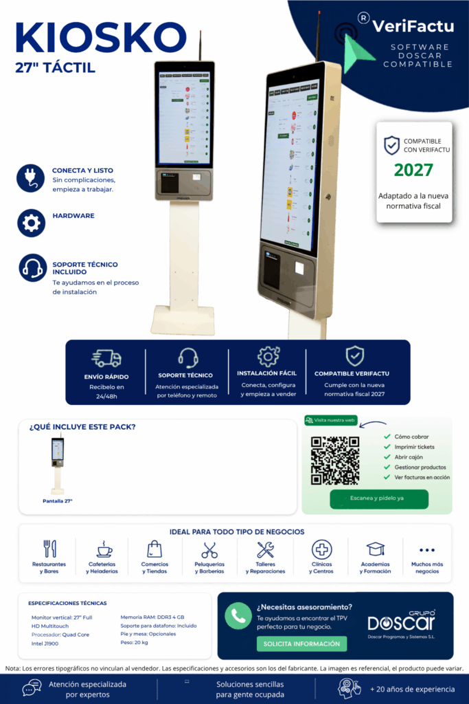 Vista previa de la ficha tecnica de Kiosko 27" Táctil